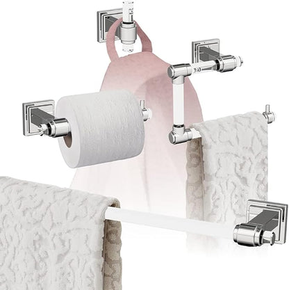 Amerock | Clear/Chrome | Glacio |Towel Bar | 24 inch (610 mm) | 4 Piece | Bathroom Accessories Set