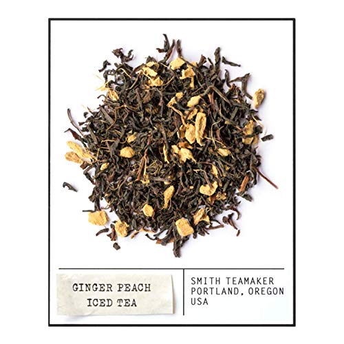 Steven Smith Teamaker Ginger Peach Iced Tea No. 35 Refreshing, Caffeinated, Sugar-Free, Sustainably Grown, Full Leaf Black Iced Tea Bags, 10 Count, 1 Quart Sachets