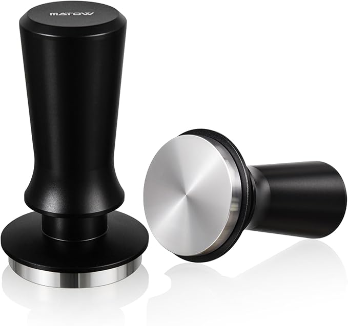 53.3mm Espresso Hand Tamper, MATOW Calibrated Spring Loaded Coffee Tamper with Stainless Steel Flat Base, 30lbs Espresso Tamper with Anodized Aluminum Handle Compatible with Breville 54mm Portafilter