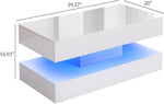 Load image into Gallery viewer, Uspeedy 39.37in Large High Glossy LED Coffee Table with 2 Storage Drawers,Black/White Modern Coffee Tables for Living Room,Living Room Tables,APP LED Lights (White)