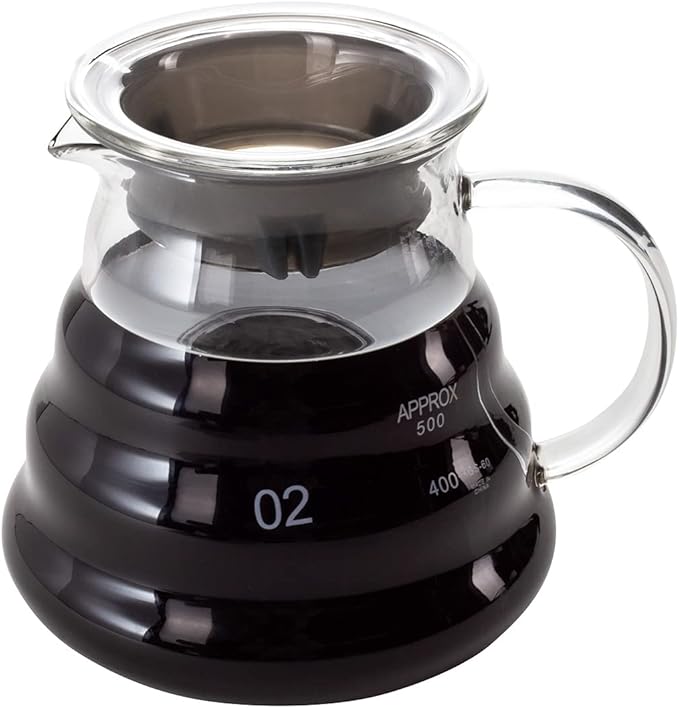 Restaurantware Restpresso 22 Ounce Coffee Carafe 1 Insulated Coffee Server - Push-Button Top Wide Spout Clear Glass Coffee Pitcher Built-In Handle Leakproof