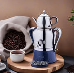 Load image into Gallery viewer, Korkmaz Hanedan A843-03 Stainless Steel Samovar, Upper Pot 1.3 L (43.9 Oz), Bottom Pot 3.5 L (118.3 Oz) Electric Turkish Tea Maker Set, Double Pots Tea Machine, Inox, Chrome, 110 V US Plug, 5.1- Quart