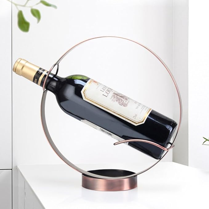 Metal Single Tabletop Wine Rack – Freestanding Countertop Decorative Wine Bottle Holder, Unique Wine Gifts and Accessories for Wine Lovers (Oil Rubbed Bronze)