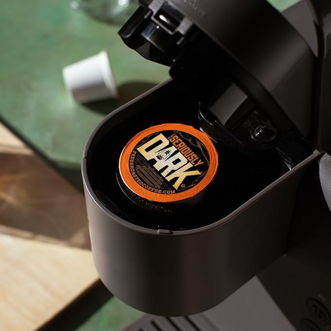 Fresh Roasted Coffee, Seriously Dark, Artisan Blend, Dark Roast, 72 Pods for K Cup Brewers