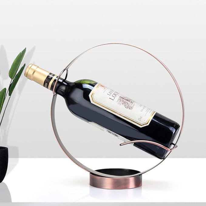 Metal Single Tabletop Wine Rack – Freestanding Countertop Decorative Wine Bottle Holder, Unique Wine Gifts and Accessories for Wine Lovers (Oil Rubbed Bronze)