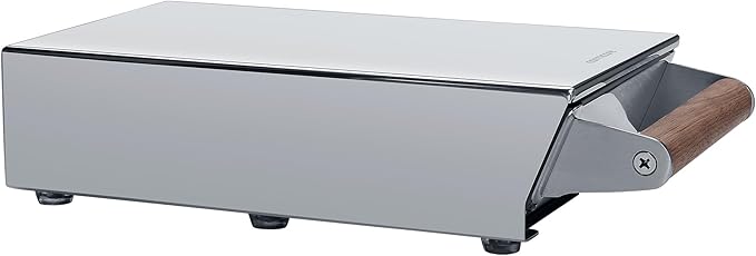 Normcore Espresso Knocker Drawer, Coffee Knock Box with Shock Absorbing Removable Knock Bar and Non-Slip Base, Mirror Finish, 304 Stainless Steel With Walnut Wood Hand, Size: S