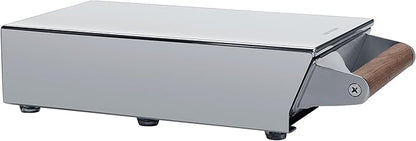 Normcore Espresso Knocker Drawer, Coffee Knock Box with Shock Absorbing Removable Knock Bar and Non-Slip Base, Mirror Finish, 304 Stainless Steel With Walnut Wood Hand, Size: S