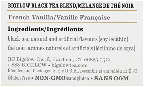 Bigelow French Vanilla Tea 28-Count Boxes (Pack of 6) Premium Black Tea Flavored with Vanilla Antioxidant-Rich Gluten-Free Full-Caffeine Tea in Foil-Wrapped Bags