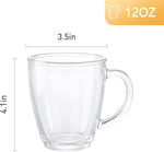 Load image into Gallery viewer, D.M DESIGN·MASTER [6 PACK,12 OZ - Premium Glass Coffee Mugs with Handle. Transparent Tea Glasses for Hot/Cold Beverages, Perfect Design for Americano, Cappuccino, Tea and Beverage.