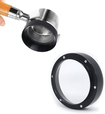 51mm Magnetic Espresso Dosing Funnel Lightweight Aluminum Coffee Dosing Ring Compatible 51mm Portafilter (Black, 51mm)