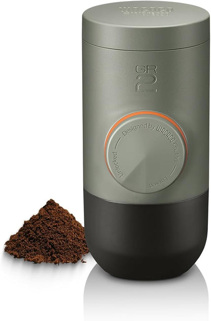 WACACO Minipresso GR2 Espresso Machine Compatible Ground Coffee, Portable Coffee Maker 18 Bar Manually Operated, Espresso Maker On The Go,Ultra-Small For Travel Camping Fishing Climbing Riding