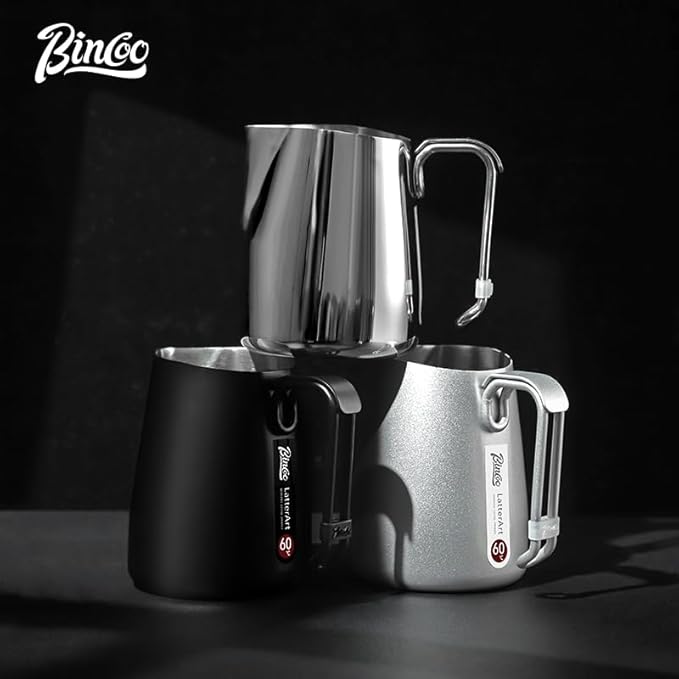 Bincoo Milk Frothing Pitcher,Espresso Milk Frothing Pitcher Stainless Steel 20oz/600ML Coffee Milk Frother Cup with Measurement Lines,Ergonomic Handle for Latte Art & Cappuccino