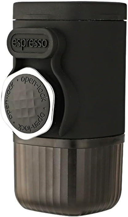 Portable Hand press Coffee Maker with with Capsule Compartment and Coffee Powder Bowl & Travel Mug - Compact Espresso Machine for Home, Travel, Manual Coffee Brewing