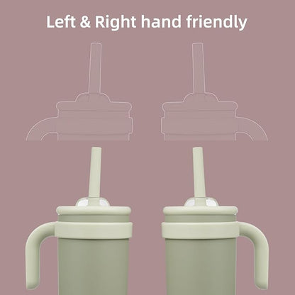 18 oz Tumbler with Side Handle, Insulated Water Bottle with Straw and 2 in 1 Lid, Stainless Steel Cup Travel Coffee Mug for Sports Office Gym,Camp Green