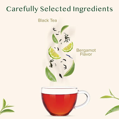 VAHDAM, Earl Grey Black Tea Bags (100 Count) Medium Caffeine, Non GMO, Gluten Free | Citrus Bergamot & Smooth | Resealable Ziplock Pouch | Plant Based Tea Bags