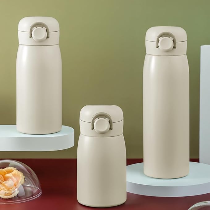 17 oz Mini Water Bottle Small Stainless Steel Thermoses - Insulated Vacuum, Leak Proof, Keeps Drinks Hot/Cold - Ideal for Coffee, beverage, Water - White