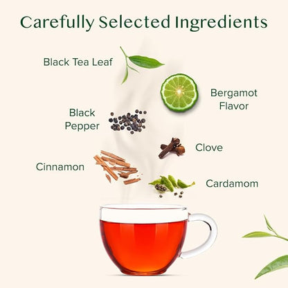 VAHDAM Earl Grey Masala Chai - High Caffeine, Non GMO, Gluten Free | Citrusy Earl Grey Tea Leaves w/ Pure Bergamot Oil | Brew Hot, Iced or Chai Latte | Vacuum Sealed Pack (50 Cups/3.53 oz)