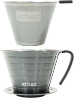 Load image into Gallery viewer, Ethoz® Pour Over Coffee Maker – Sustainable Stainless Steel Pour Over with Built-In Reusable Filter, Flat/Convex Bottom for Even Extraction, Eco-Friendly Design, Precision Anywhere Brewing