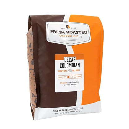 Fresh Roasted Coffee, 100% Colombian Decaf, 5 lb (80 oz), Medium Roast, Kosher, EA Natural Decaf, Whole Bean