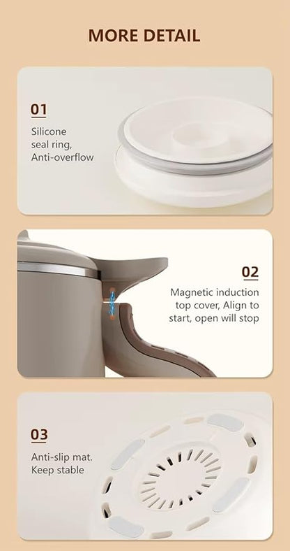 8-in-1 Nut Milk Maker, 40.5oz (1200ml) Capacity, Homemade Almond, Oat, Coconut, Soy, Plant-Based Milks, Automatic Blender with Delay Start, Keep Warm, Self-Cleaning, Boil Water Functions- White