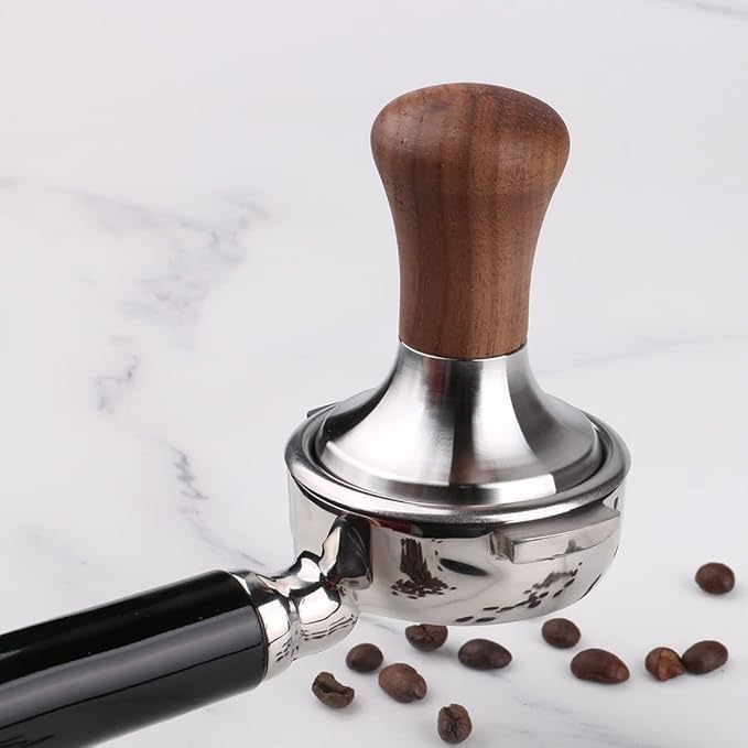 Coffee Tamper Flat Espresso Tamper for 51mm Portafilter Wooden Handle. Barista Espresso Tamper