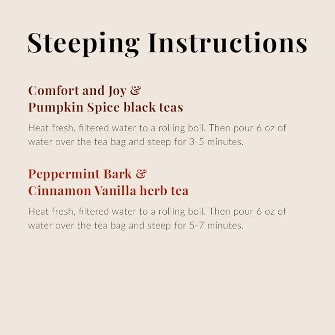 The Republic of Tea – Holiday Teas Assortment, 24 Individually-Wrapped Tea Bag Samples | Peppermint, Cinnamon, Vanilla, Pumpkin Spice