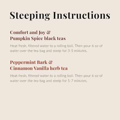 The Republic of Tea – Holiday Teas Assortment, 24 Individually-Wrapped Tea Bag Samples | Peppermint, Cinnamon, Vanilla, Pumpkin Spice