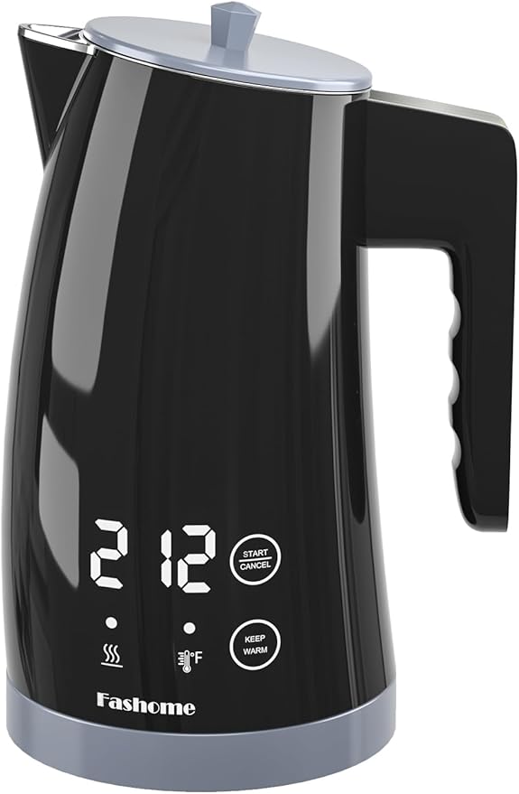 Temperature Control Electric Kettle, 5 Temp Presets, 2H Keep Warm, 1.25L 1200W Fast Boil with LED Display, Cool-Touch Design with Auto Shut-Off, Cordless Design (Gray)