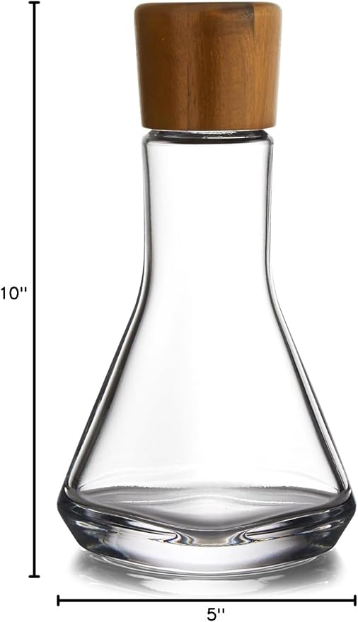 nambe Vie Decanter | Glass Wine Decanter Bottle for Bourbon, Brandy, Juice, and Liquor with Wood Stopper | Made of Glass and Acacia Wood | 10-Inch | Dishwasher Safe | Designed by Chris Granneberg