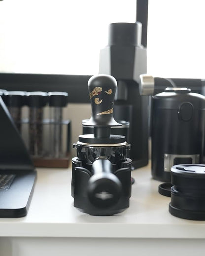 MHW-3BOMBER 58.35mm Espresso Tamper New Year Edition Snake Pattern - 3 Spring Loaded Coffee Tamper with Sound Feedback - Barista Tamper Tool with Ergonomic Handle Flat Base T6069FS-OS