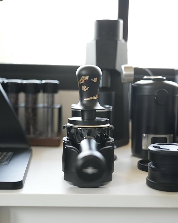MHW-3BOMBER 58.35mm Espresso Tamper New Year Edition Snake Pattern - 3 Spring Loaded Coffee Tamper with Sound Feedback - Barista Tamper Tool with Ergonomic Handle Flat Base T6069FS-OS