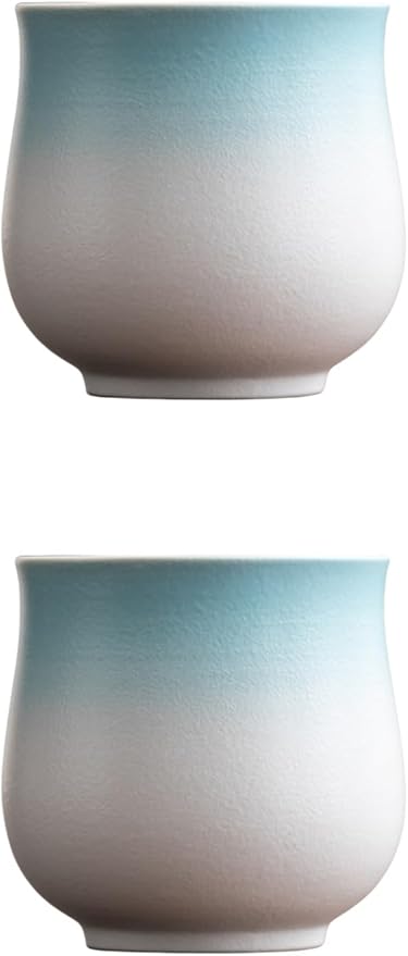 4-Oz Ceramic Espresso Cups Set - Multi-Color, Handle-Free Design for Home & Cafe | Dishwasher-Safe Stoneware Cups (Gradient Blue, 2)