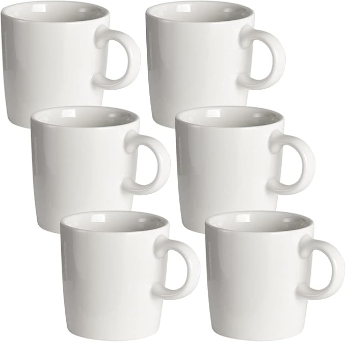 homEdge Mini Porcelain Espresso Cup, 4 Ounces / 120 ml Tiny Ceramic Coffee Mugs Demitasse for Espresso, Tea- Set of 6, White