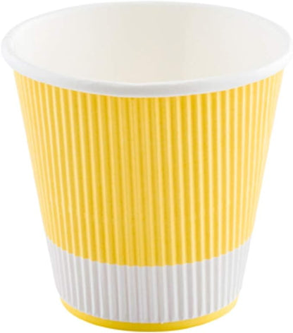 Restaurantware 8 Ounce Double Wall Disposable Coffee Cups, 500 Insulated Light Yellow Paper Tumblers with Ripple Wall Design, Lids Sold Separately for Hot Drinks like Tea, Coffee and More