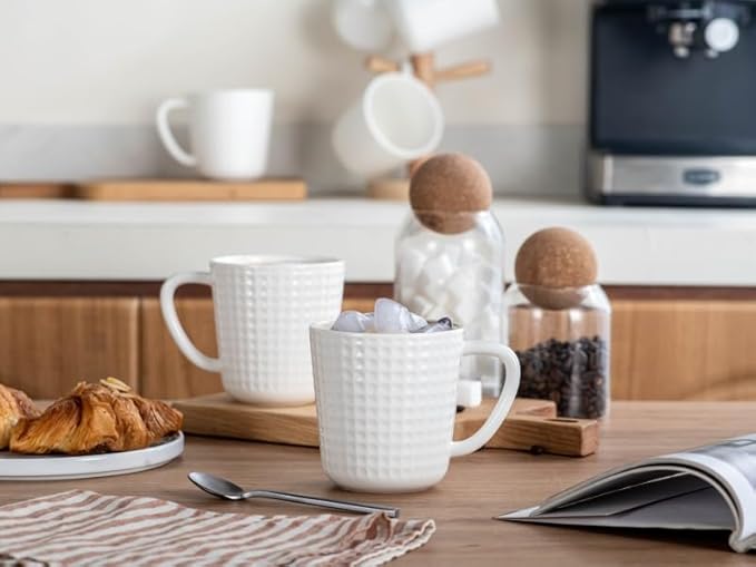 Large Coffee Mug, 20 oz Ceramc Coffee Cup with Handle, Porcelain Big Tea Cup for Office and Home, for Latte Cocoa Dishwasher and Microwave Safe, 1PC, White