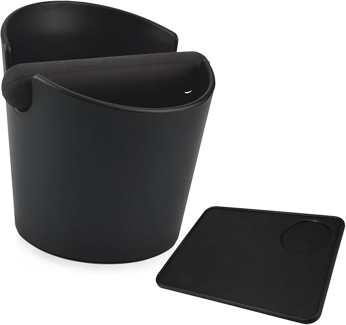 HOMEE Coffee Knock Box with Silicone Coffee Tamper Mat, 4.8 Inch Shock-Absorbent Durable Barista Style Knock Box With Removable Knock Bar and Non-Slip Base, Equipped Anti-Slip Espresso Tamper Mat