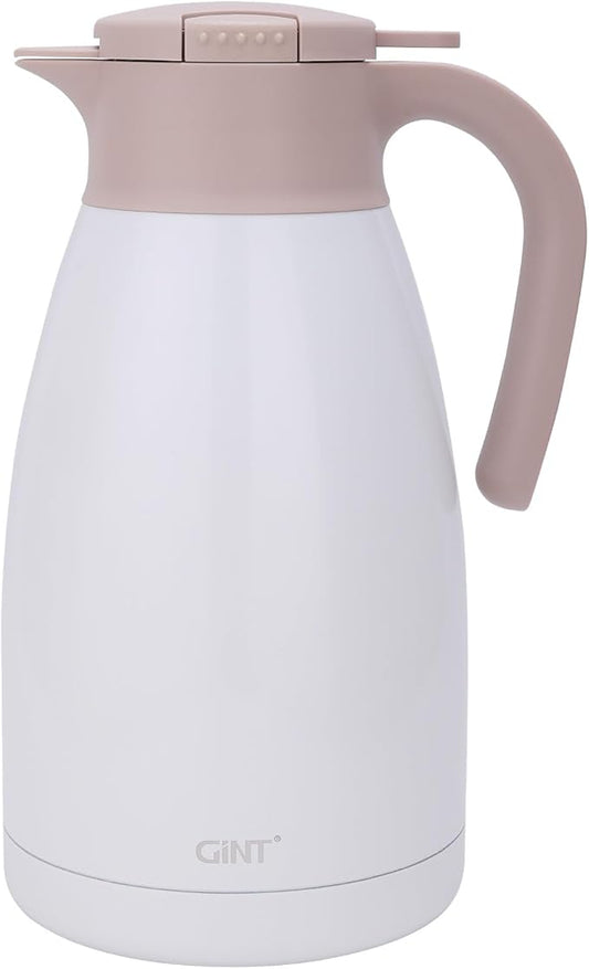 GiNT 2.2L / 74Oz Thermal Coffee Carafe, Insulated Stainless Steel Coffee Carafes for Keeping Hot/Double Walled Vacuum Thermal Carafe (White)