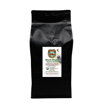 Low Acid Organic Coffee – Whole Bean, Mold-Free & Stomach Friendly by Java Planet, Black Magic Blend Coffee, Medium Dark Roast, Smooth Full Flavored, 5LB Bag