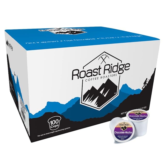 Roast Ridge Single Serve Coffee Pods for Keurig K-Cup Brewers, Chocolate Mocha, Medium Roast, 100 Count
