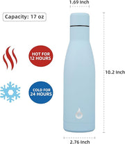 BJPKPK Insulated Water Bottle 17oz Stainless Steel Water Bottles Dishwasher Safe Metal Thermal Keep Cold and Hot,Sky Blue