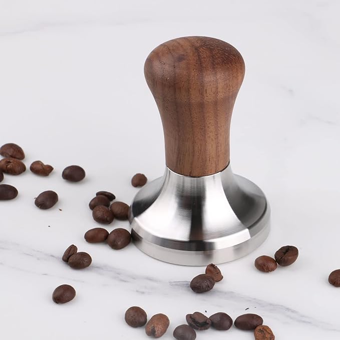Coffee Tamper Flat Espresso Tamper for 51mm Portafilter Wooden Handle. Barista Espresso Tamper