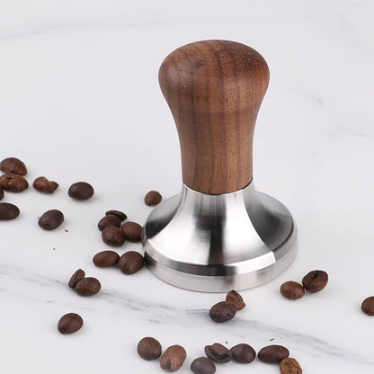Coffee Tamper Flat Espresso Tamper for 51mm Portafilter Wooden Handle. Barista Espresso Tamper