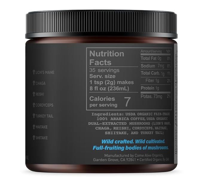 La Republica Founders Reserve Decaf Instant Mushroom Coffee Organic (35 Servings), Premium 50% More Shrooms, Rich Flavor