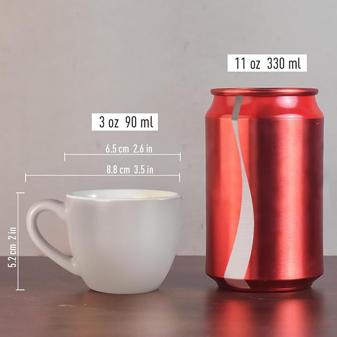 homEdge Mini Procelain Espresso Cup, 3 Ounces / 90 ml Tiny Coffee Mugs Demitasse for Espresso, Tea- Set of 6, Light Gray