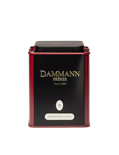 Dammann Freres Loose Leaf, India Darjeeling Premium Gourmet Black French Tea, Peach, Almond Flavors, 3.52 Ounce Tin