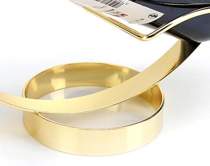 Metal Single Tabletop Wine Rack – Freestanding Countertop Decorative Wine Bottle Holder, Unique Wine Gifts and Accessories for Wine Lovers (Gold)