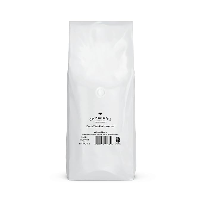Cameron's Coffee Roasted Whole Bean Coffee, Flavored, Decaf Vanilla Hazelnut, 4 Pound