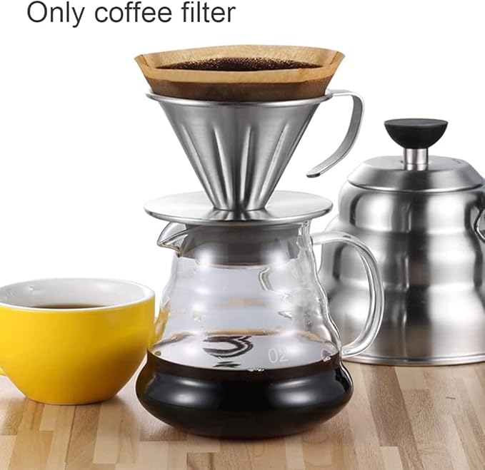 Pour Over Coffee Dripper,304 Stainless Steel V Shaped Slow Drip Coffee Filter,Reusable Dripper Coffee Filter With Handle Coffee Dripper Accessory for Coffee Pot Coffee Maker/Size L