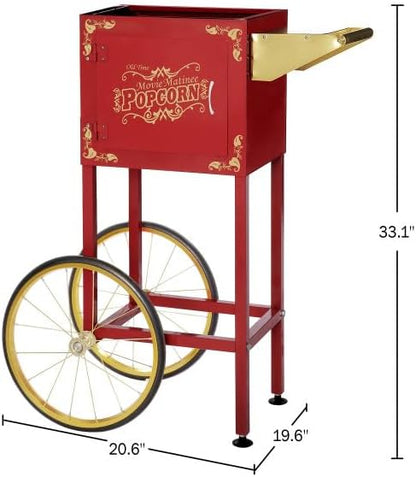 Popcorn Cart - Matinee Replacement Stand for 8-Ounce Poppers with Shelf, Push Handle, and Bicycle-Style Wheels by Great Northern Popcorn (Red)