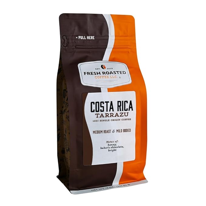 Fresh Roasted Coffee, Costa Rica Tarrazu, 12 oz, Medium Roast, Kosher, Ground